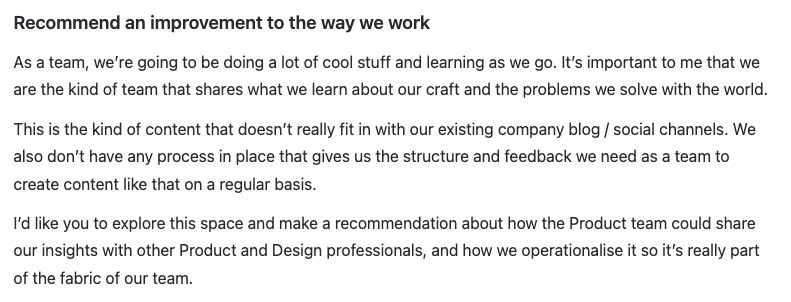 Starter project brief — recommend an improvement to the way we work