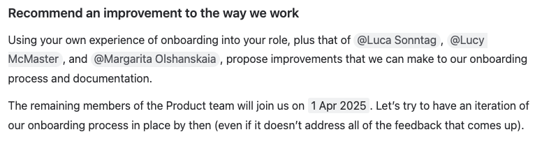 Starter project brief — recommend an improvement to the way we work