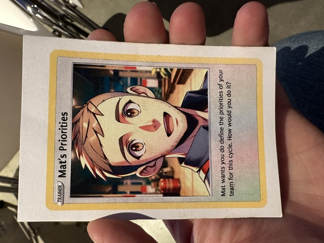 Mat's Priorities trading card